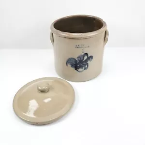 Vintage A. K. Ballard Burlington #2 grande vaso in gres con coperchio anni 1860-70 - Foto 1 di 21
