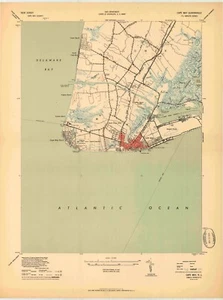 Cape May, NJ, Topographic Map, 1944, USGS – Premium Matte Print – Historic NJ - Picture 1 of 1