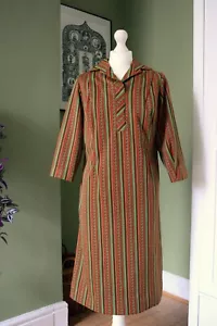 VINTAGE HANDMADE ethnic boho hippie green red striped tunic dress top SIZE M - Picture 1 of 12