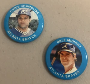 1984 Fun Foods ⚾️ 2 Atlanta Braves Buttons⚾️ Chambliss • Murphy ⚾️ L103 - Picture 1 of 7