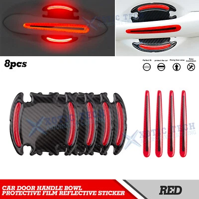 8x 3D Car Door Handle Bowl Protective Film Reflective Sticker Strip Anti-Scratch - Image 1 of 4