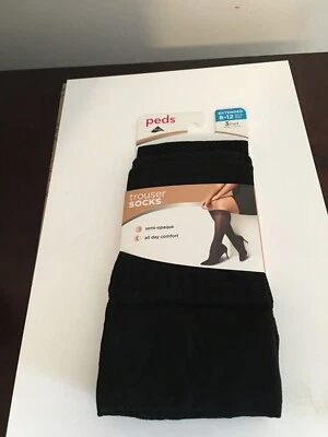 NUEVO CALCETÍN PANTALÓN NEGRO 3PK MUJER TALLA 8-12 PEDS REPREVE, pata de gallo, liso, punto Foto 1 de 4