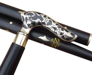 Brass Victorian Handle Wood Solid Cane Stick Walking Casual Sticks For Men/Women - Picture 1 of 4