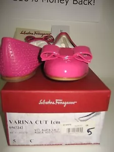 $525 NUEVOS Salvatore Ferragamo Mujer Varina US 5C Cuero Rosa Ballet Zapatos Planos - Imagen 1 de 9
