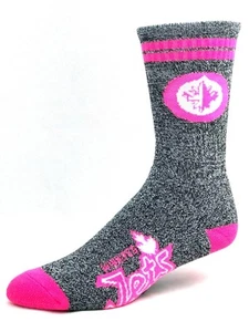 Winnipeg Jets Hockey Gray Marbled Pink 2 Stripe Deuce Crew Socks - Picture 1 of 3