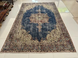 Tappeto Turco Vintage 7x10 Ft, Tappeto Orientale in Lana Fatto a Mano - Foto 1 di 10
