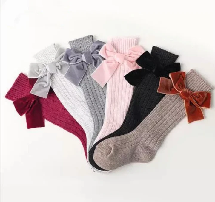 Girls Boutique Velvet Bow Socks- Multiple color/ sizes - Image 1 of 1