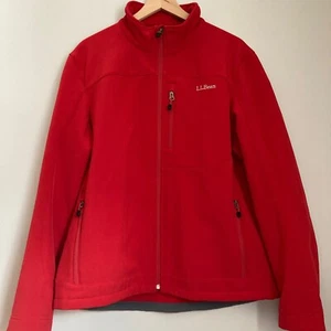 L.L. Bean Jacket Mens Large Red Softshell Fleece Outdoors Gorpcore Everyday - Picture 1 of 7