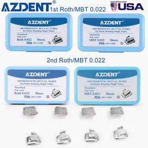 50set AZDENT Dental Orthodontic Buccal Tubes 1st/2nd Molar Roth/MBT 022 Monblock - Picture 1 of 29