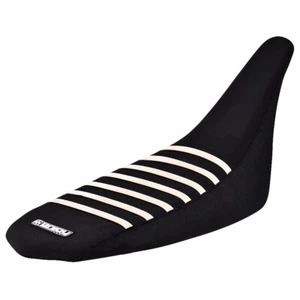 Cubierta de asiento Kawasaki KFX 450 R 2008-2014 negro blanco costillas agarre Enjoy Mfg #229 - Imagen 1 de 5