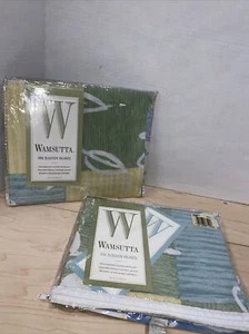 WAMSUTTA Blouson Valance Curtains Set Of 2 “Summer Song” 84x15 Green Colorblock - Picture 1 of 10