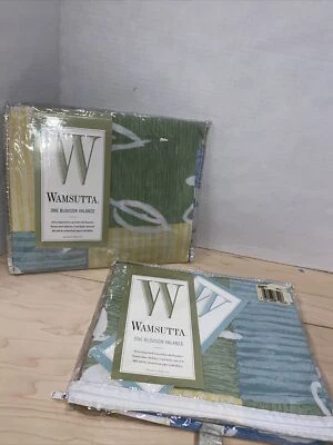 Juego de 2 cortinas cenefa blusa WAMSUTTA “Canción de verano” 84x15 bloques de color verde Foto 1 de 4