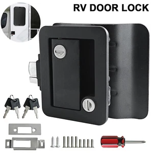 Black RV Paddle Entry Door Lock Latch Handle Deadbolt for Camper Travel Trailer⭐ - Picture 1 of 9