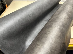 AGED DISTRESSED ANTIQUED FAUX leather LEATHERETTE UPHOLSTERY FABRIC grey brown - Picture 1 of 14