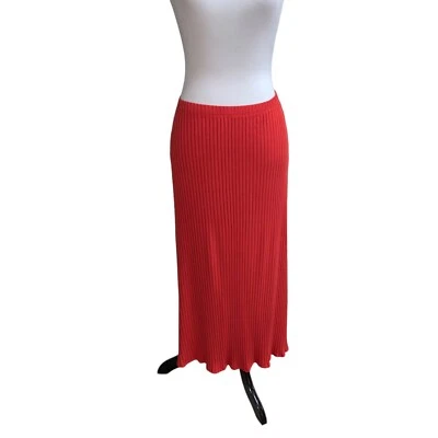 Catherine Malandrino Women's M Medium Maxi Skirt Knitted Orange Ribbed Fitted - Image 1 of 4