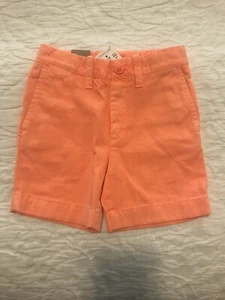 J Crew CrewCuts Toddler Boy Neon Orange Gramercy Shorts Stretch Khaki Size 2 New - Picture 1 of 5