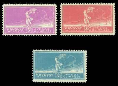 URUGUAY 1929 OLYMPIC GAMES - Victory of Samothrace - set Scott # 282-284 mint MH - Image 1 of 2