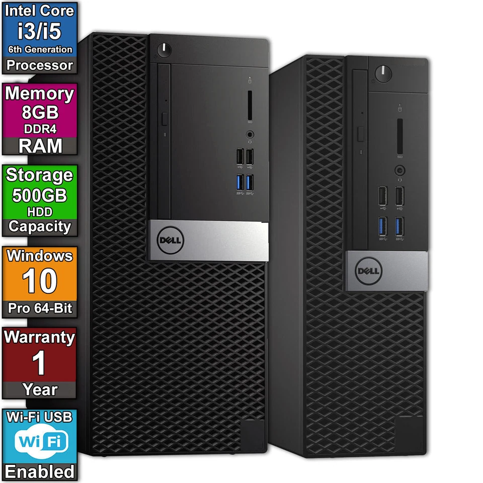 FAST CHEAP DELL/HP/LENOVO CORE i3/i5 COMPUTER PC 8GB RAM 500GB HDD Wi-Fi WIN 10 - Image 1 of 3