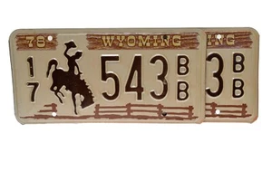 Wyoming 1978 License Plate 17 543 BB - Pair NEW - Picture 1 of 6