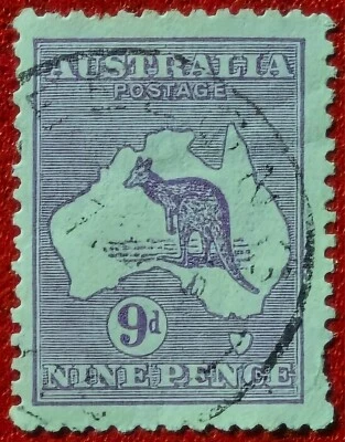 AUSTRALIA STAMPS SCOTT #41 9D VIOLET KANGAROO USED VF - Image 1 of 4
