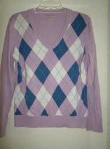 MAGLIONE BASSO CLASSICO ARGYLE COTONE LAVANDA MANCA GRANDE  - Foto 1 di 2