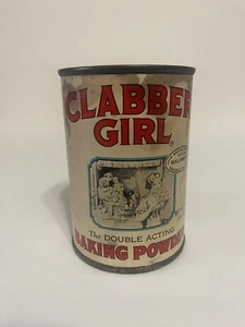 Polvo para hornear de doble acción vintage publicidad Clabber Girl lata 10 oz completo - Imagen 1 de 7
