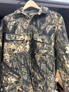 Vintage Cabelas USA Mossy Oak Breakup Camo Polyester Fleece Shirt Sz M SUPERB - Picture 1 of 6