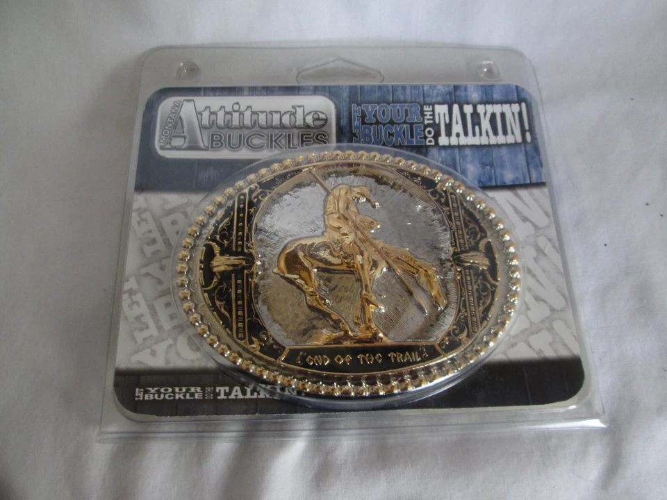 Montana Silversmiths Attitude End of Trail Buckle Two Tone Gold & Silver NEW - Image 1 of 4