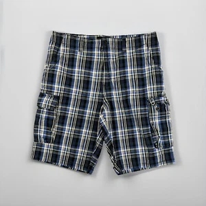 Beverly Hills Polo Club Shorts Mens 34 Gray Blue Black Plaid Outdoors Golf Cargo - Picture 1 of 10