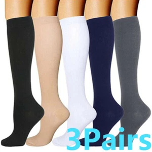 3PAIR Medias De Compression Para Mujer Calcetines Para La Circulacion 10-20 Mmhg - Picture 1 of 12