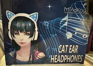 ONTA Auriculares Niños con Lindas Orejas de Gato LED Brillantes, Plegables (Blanco) - Imagen 1 de 2