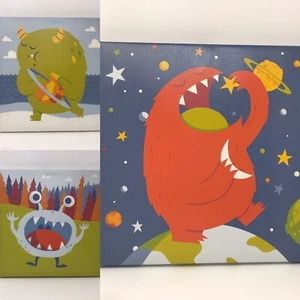 Menge 3 Monster Thema Oopsy Daisy Too Fine Art für Kinder Leinwände 12x12x1 Zoll - Bild 1 von 7