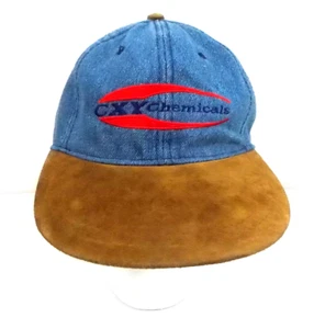 Denim Suede Strapback Hat Cap Brown Suede Brim Blue Denim Body CXY Chemicals - Picture 1 of 8