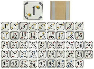 Flat House Door Number Sign 4" 11cm Flowers & Numbers 1 to 100 Hand Made in UK - Picture 1 of 11