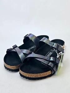 Birkenstock Franca Iridescent Black Regular Fit 39 US 8 Adjustable Strap Slip On - Picture 1 of 12