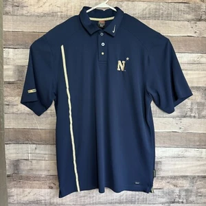 Nike Navy Midshipmen Football Polo Shirt Mens Large Blue NCAA Authentic - Picture 1 of 12