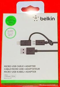 Belkin Lightning Adapter von Micro-USB 3ft Kabel iPad iPhone & Tablet