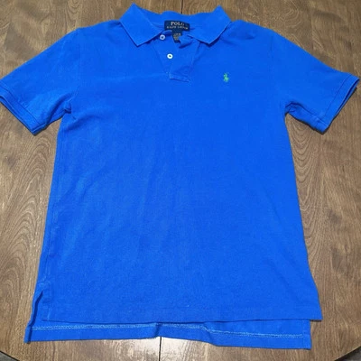🐎 Polo Ralph Lauren Blue Shirt Boys Large Green Pony Preppy Youth 14 16 - Image 1 of 4