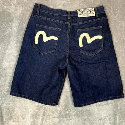 Vintage Evisu Denim Shorts Men's 31 Dark Wash Designer Jeans Streetwear Skater - Image 1 of 4