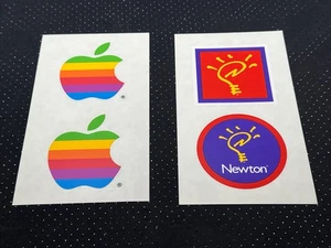 Vintage Original Apple Macintosh Computer Logo Rainbow Decal and Newton Stickers - Picture 1 of 2