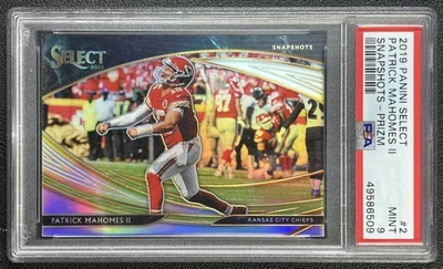 PATRICK MAHOMES II PSA 9 2019 PANINI SELECT #2 SNAPSHOTS SILVER PRIZM 6509 - Image 1 of 2