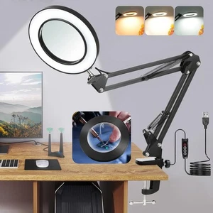 comeder 10X Magnifying Glass with Light & Stand, 3 Color Modes Stepless Dimmabl - Picture 1 of 9