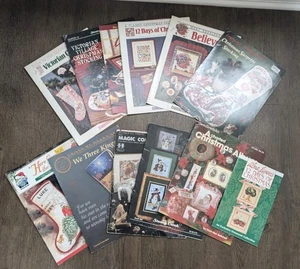 12 Christmas Themed Cross Stitch Vtg Booklets Patterns - Picture 1 of 7