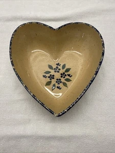 Three Rivers Pottery Amy Grape Heart Vine Heart Shaped Ceramic Bowl Sponge Ware - Imagen 1 de 8