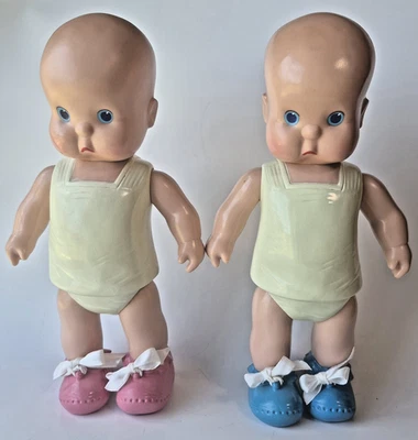 Juego de muñecas bebé Heebee Shebee vintage de vinilo reproducción Horsman de 11 pulgadas 1998 Foto 1 de 4