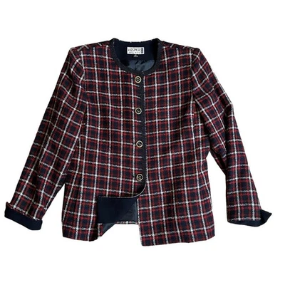 Kasper женщин клетку сплетенный костюм куртка размер 10P в полоску Academia офис опрятный - Изображение 1 из 4