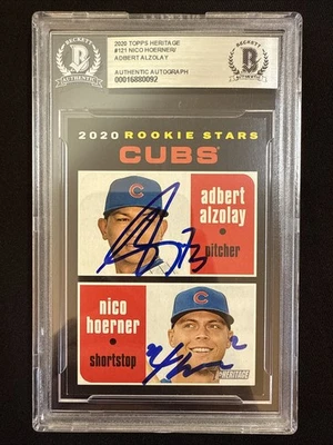 2020 Topps Heritage Cubs Rookies Hoerner/Alzolay Signed Card BGS Slab Authentic  - Image 1 of 2