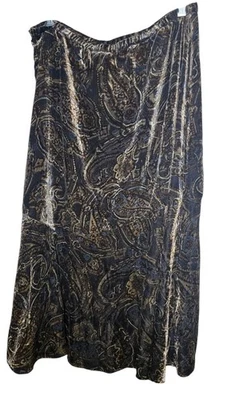 Coldwater Creek Brown Paisley Burnout Velvet Midi Skirt Large Fairycore Goblin - Image 1 of 4