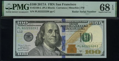 2017A $100 FRN P L93333339I P.M.G #68EPQ - Image 1 of 3