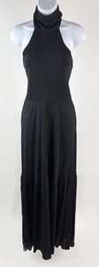Women's Moschino Black Sleeveless Mock Neck Open Back Maxi Gown Dress Size 6 - Picture 1 of 5